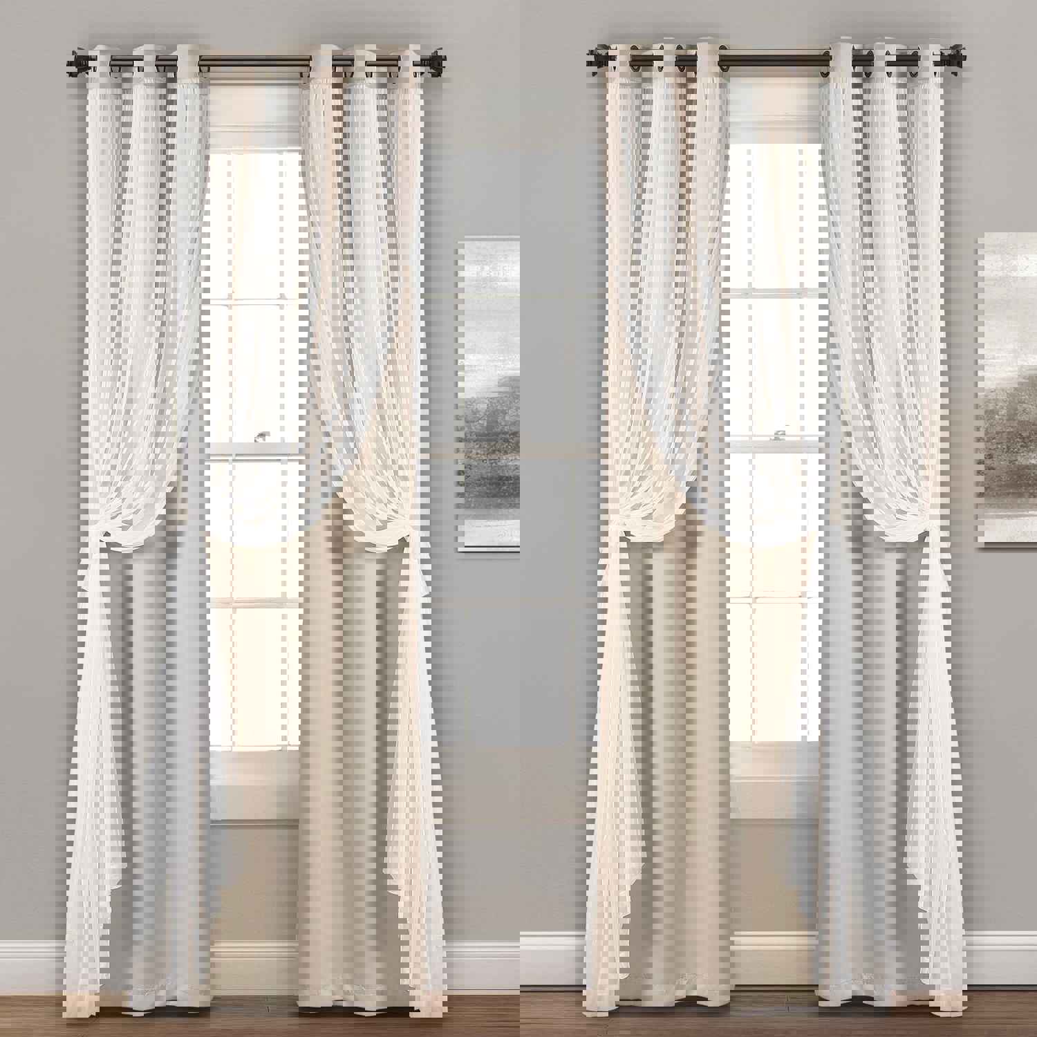 Grommet Sheer With Insulated Blackout Lining Curtain Panel Set
