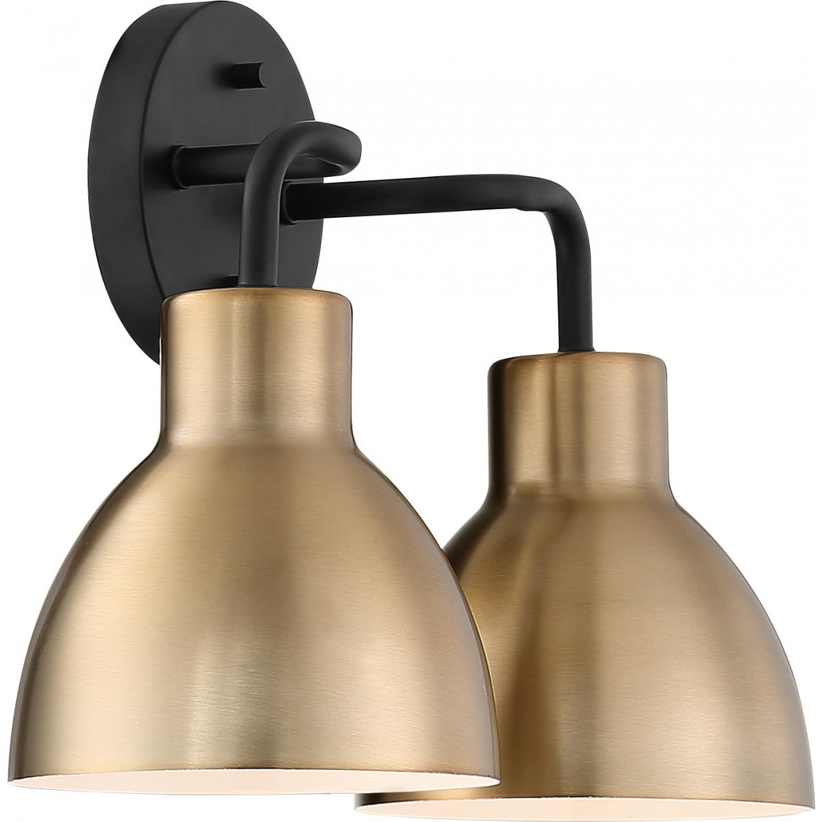 Sloan 2 Light Vanity - Matte Black and Burnished Brass Finish
