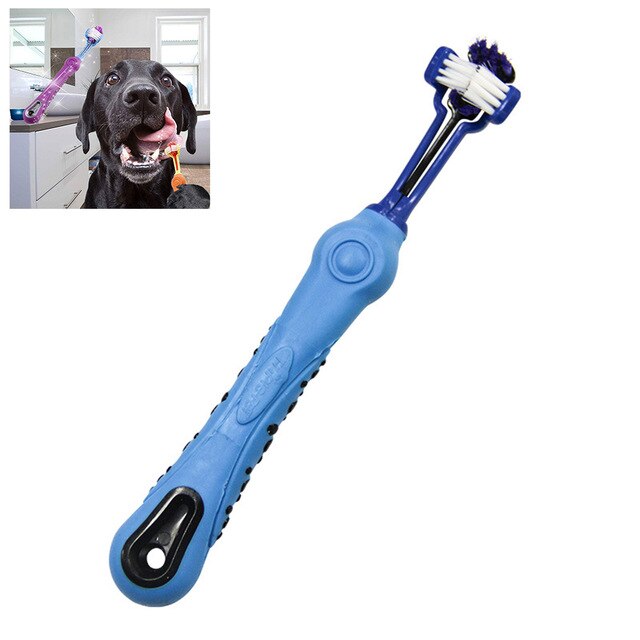 Three-head Pet Dog Toothbrush - Dog Teeth Care and Cleaning Supplies for Pets