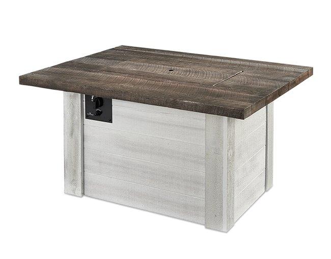 OGC Alcott Rectangular Gas Fire Pit Table with Modern Farmhouse Design