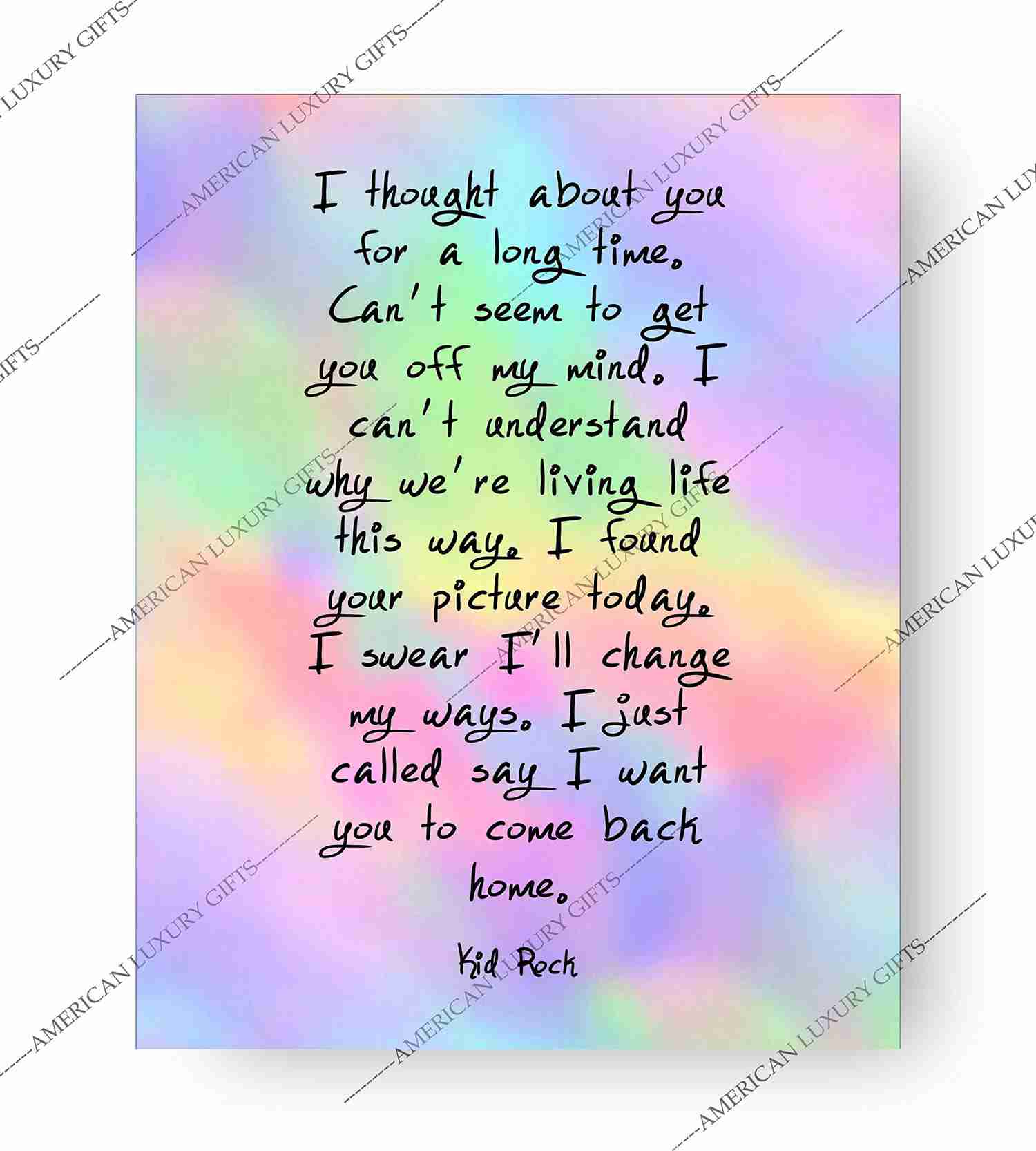 Kid Rock & Sheryl Crow-Picture Song Lyrics Wall Art Sign - 8 x 10 Rock Music Poster Print - Ready to Frame