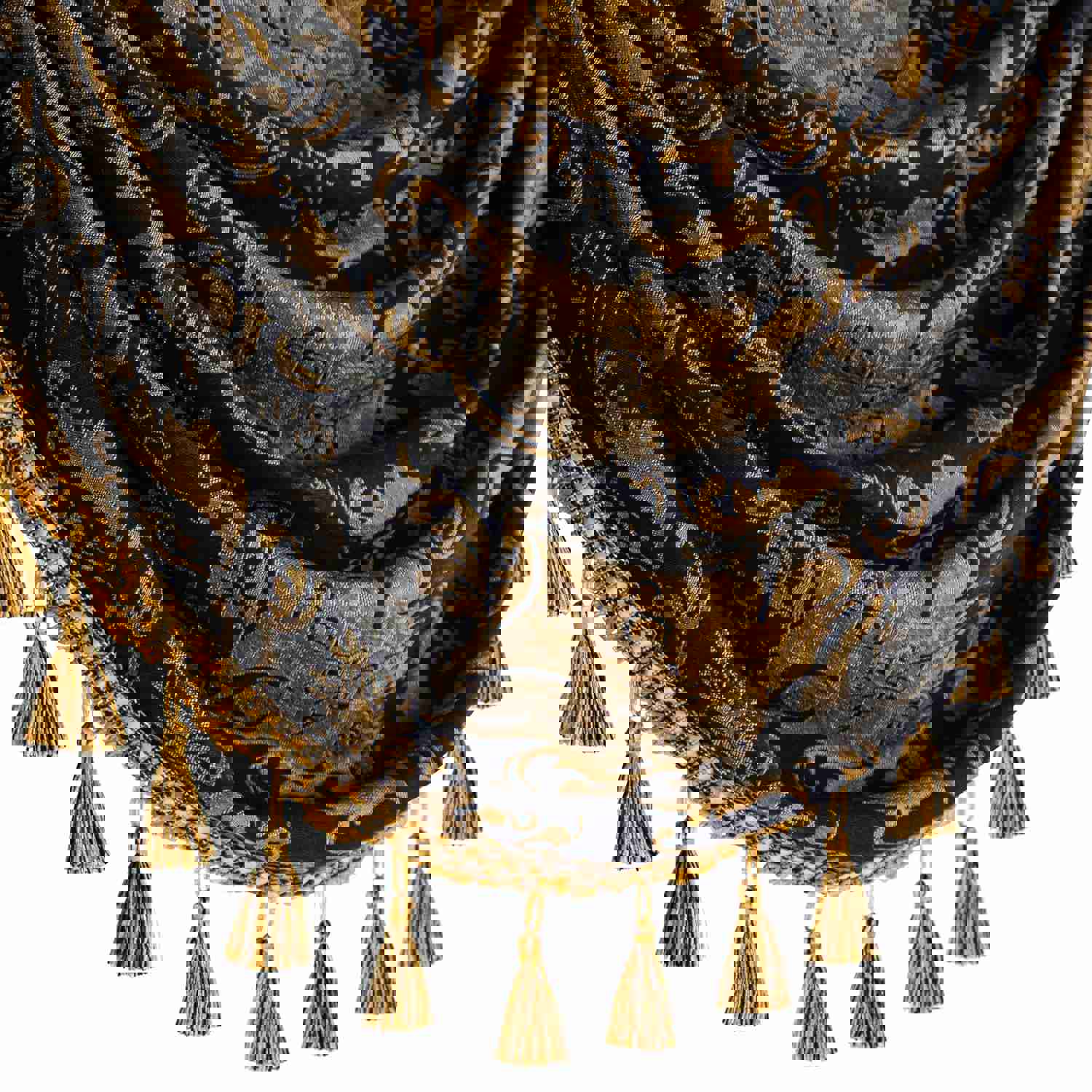 Black Florence Swag Valance with Classic Damask Pattern