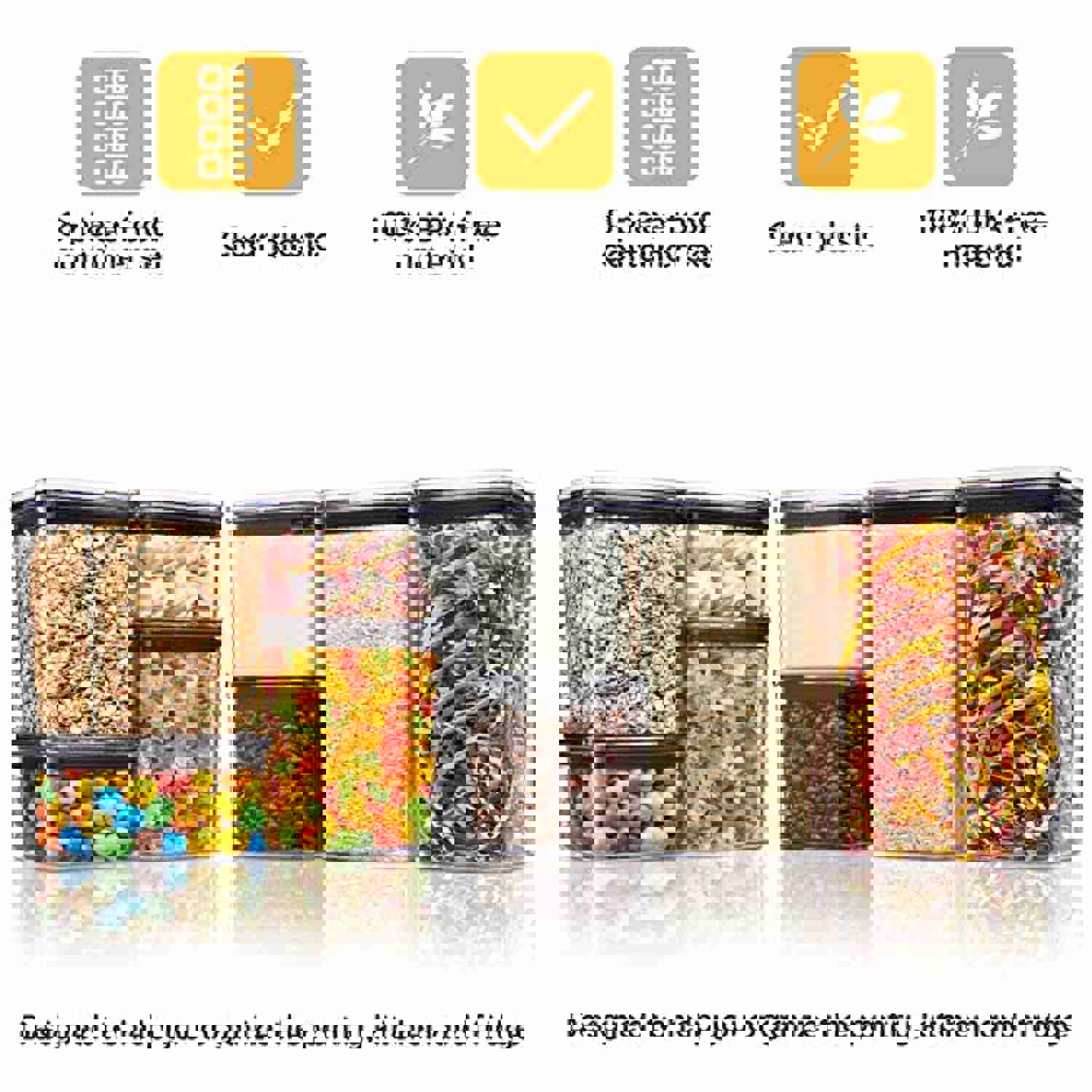 GoodCups Airtight Food Storage Containers for Kitchen - Set of 8 (Various Sizes) - Premium Pantry Organization Solution