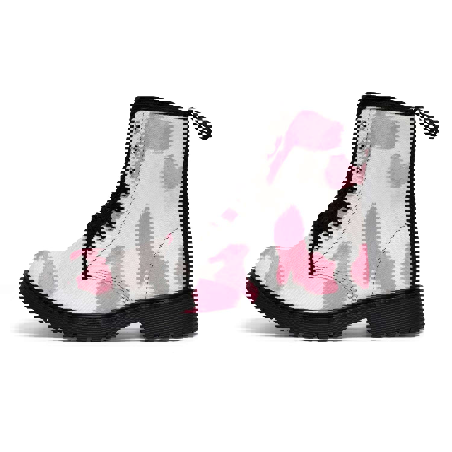Pink Cow Print Canvas Boots for Women