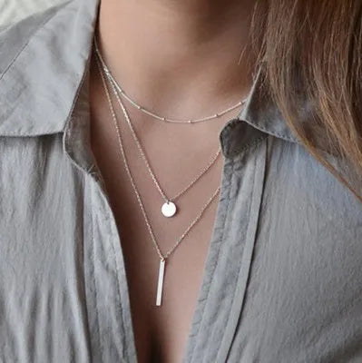 New Double Layer Bohemian Necklace for Women with Heart Pendant
