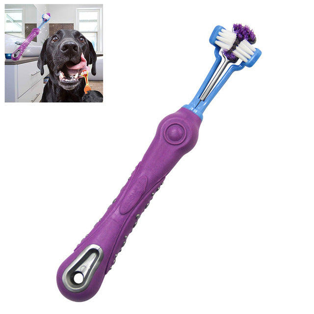 Three-head Pet Dog Toothbrush - Dog Teeth Care and Cleaning Supplies for Pets
