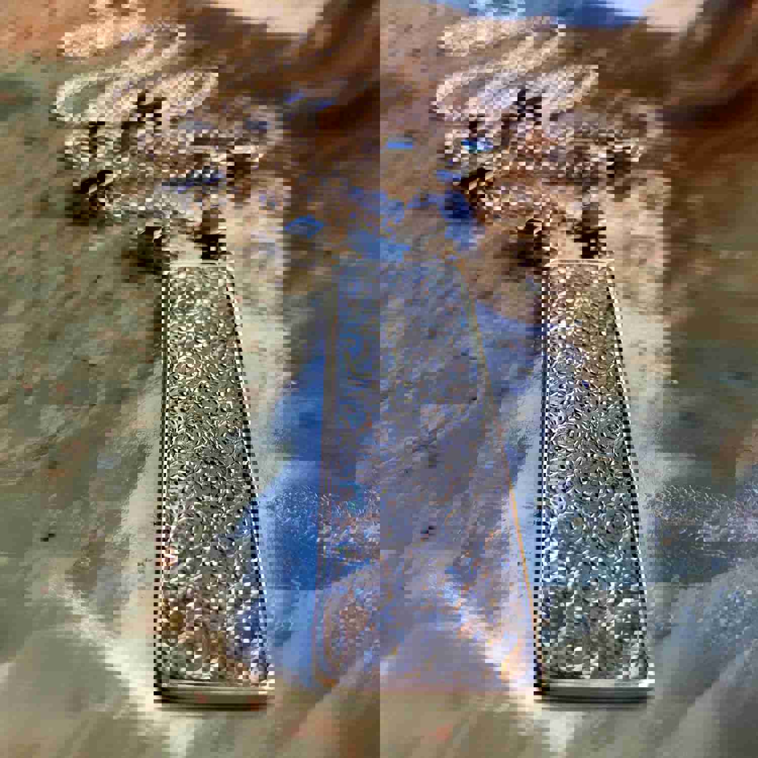 Silver Filigree Pendant Necklace with Pyrite Stones - Our Finest Days N2040