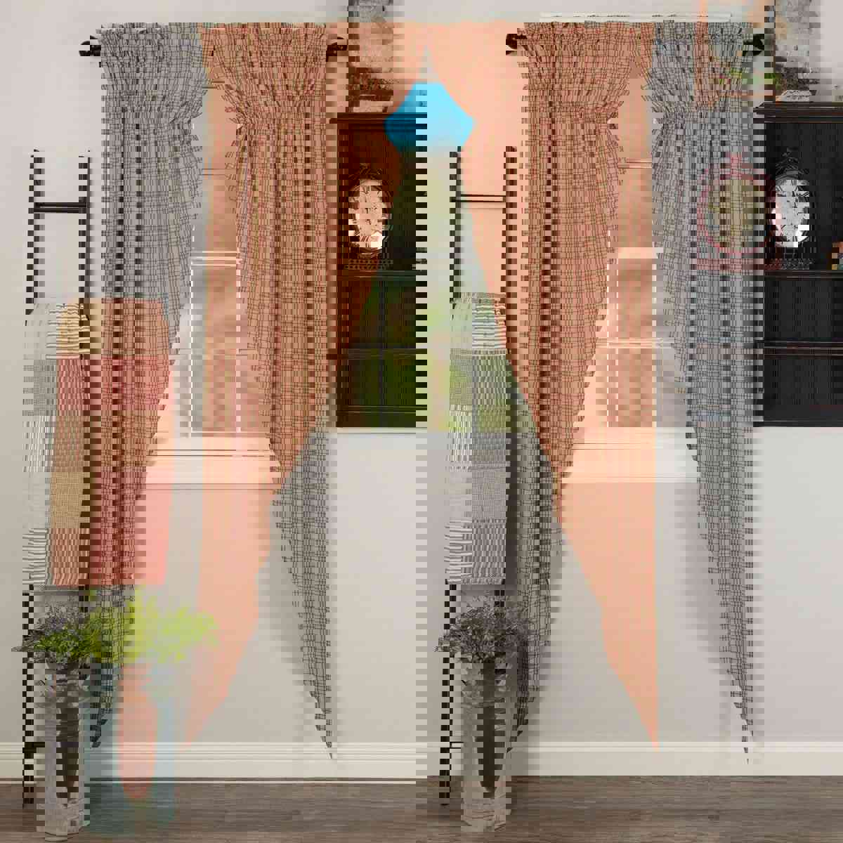 Sawyer Mill Red Plaid Long Prairie Curtain