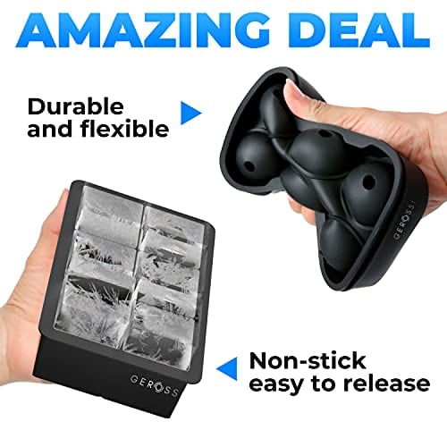 Premium Silicone Ice Cube Trays with Lids - 2pc Set for Whiskey & Cocktails