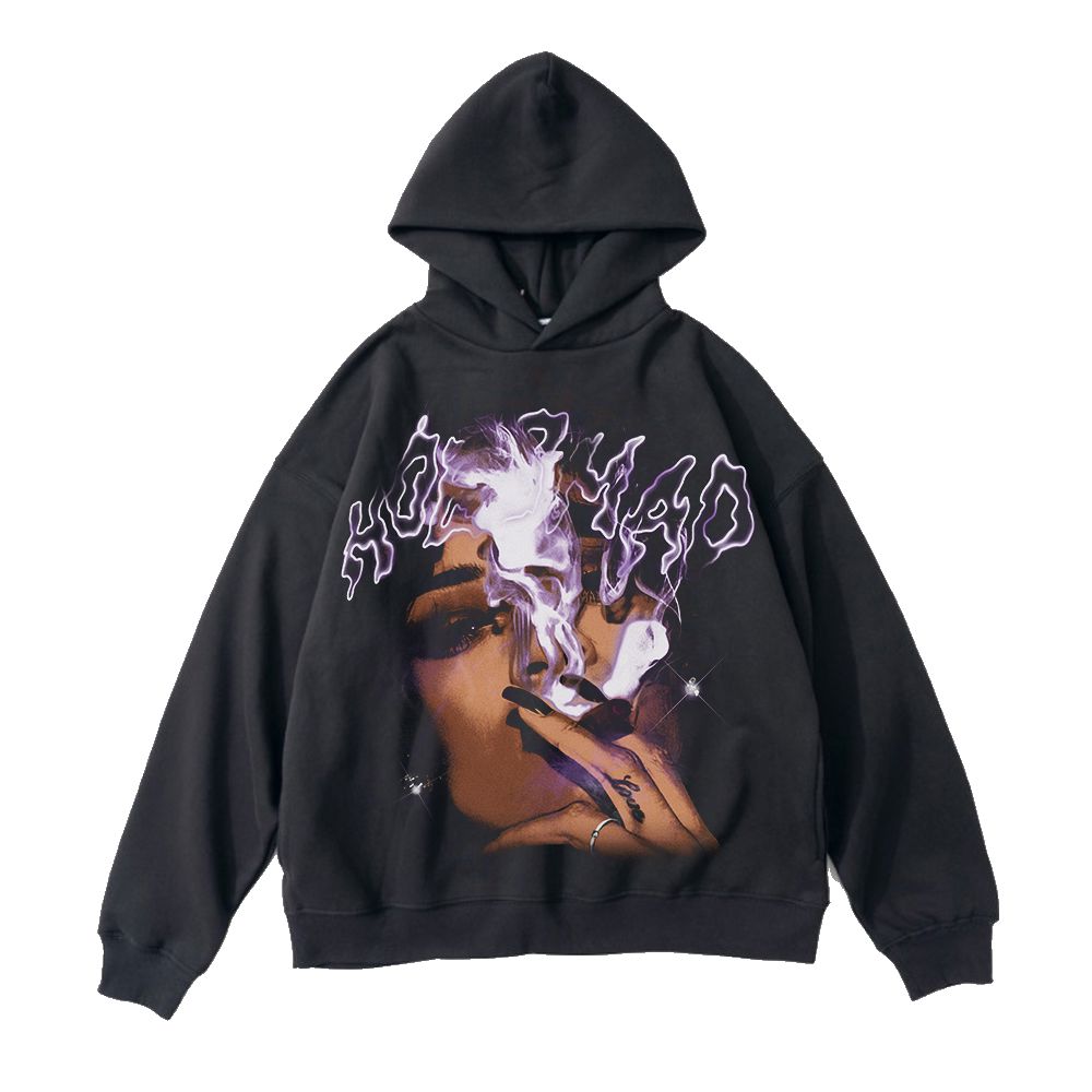 420 RIHANNA HOODIE - WASHED BLACK OVERSIZED