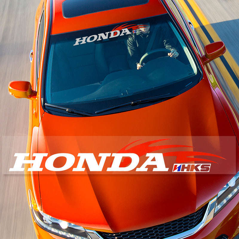Premium Non-Fading Vinyl Front Window Windshield Banner for HONDA HKS Racing