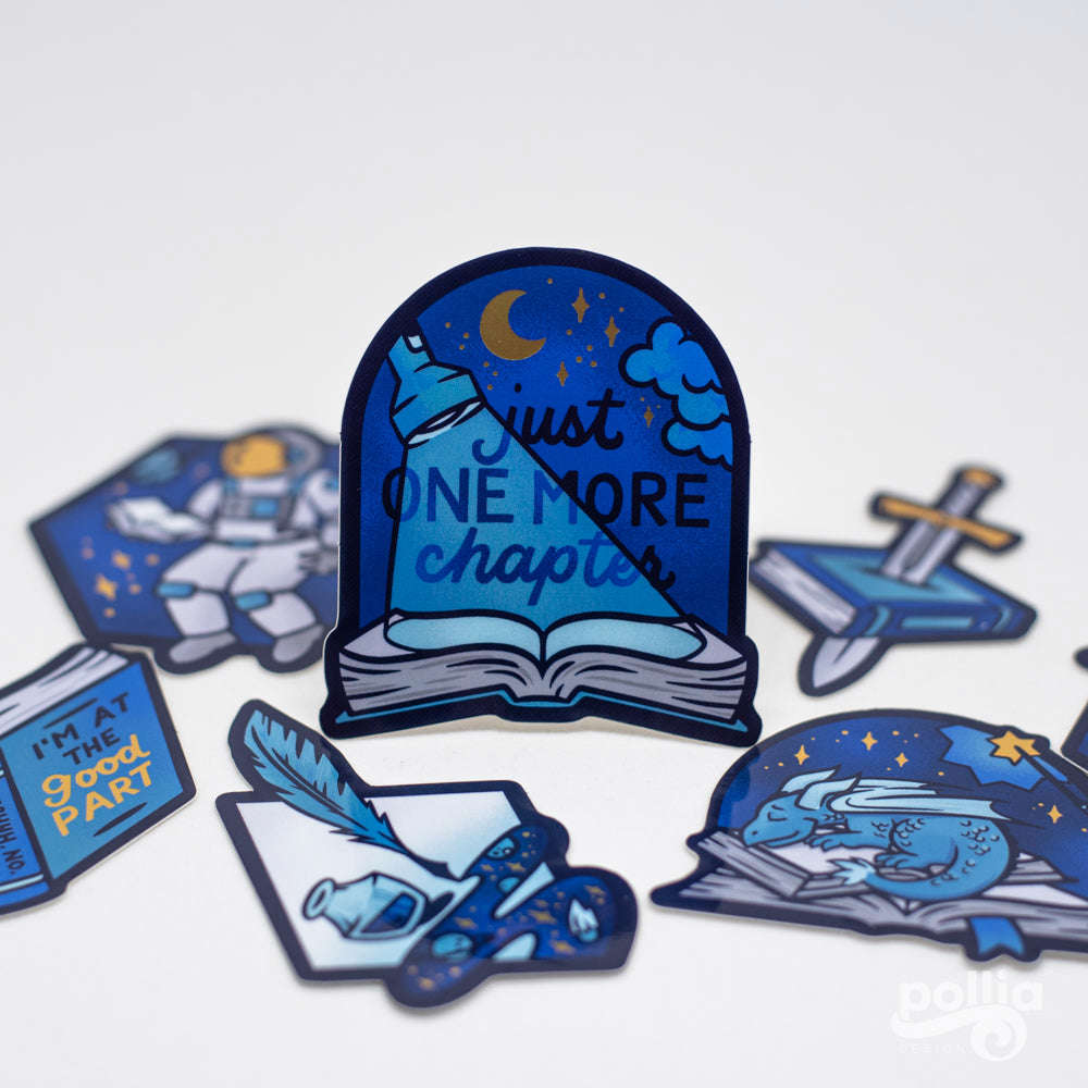 Bookish & Beyond Stickers - Glossy Vinyl with Gold Accents