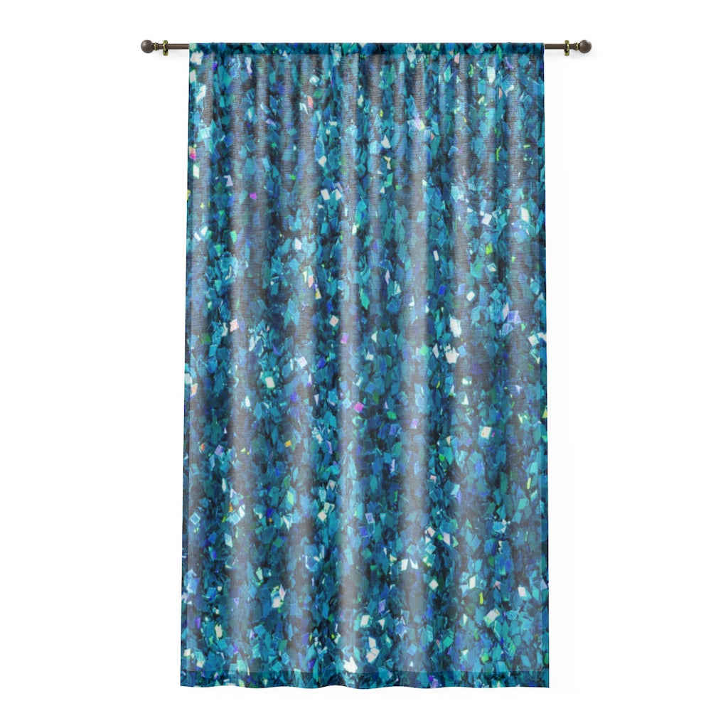BLUE SEQUIN PRINT - SHEER Window Curtain