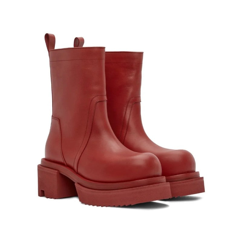 Men's Thick Sole Cowboy Boots with Round Toe and Lace-Up Design