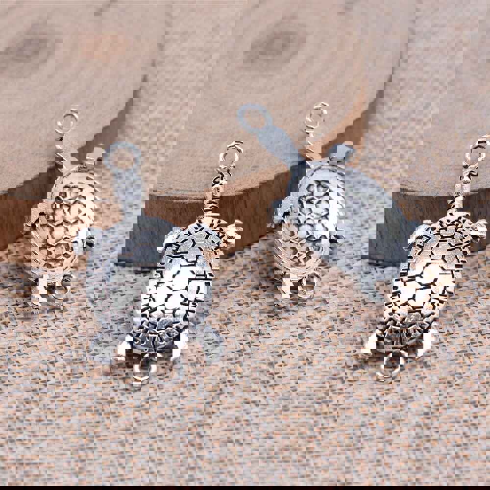 10pcs Antique Silver Sea Turtle Connector Pendant for DIY Jewelry Making