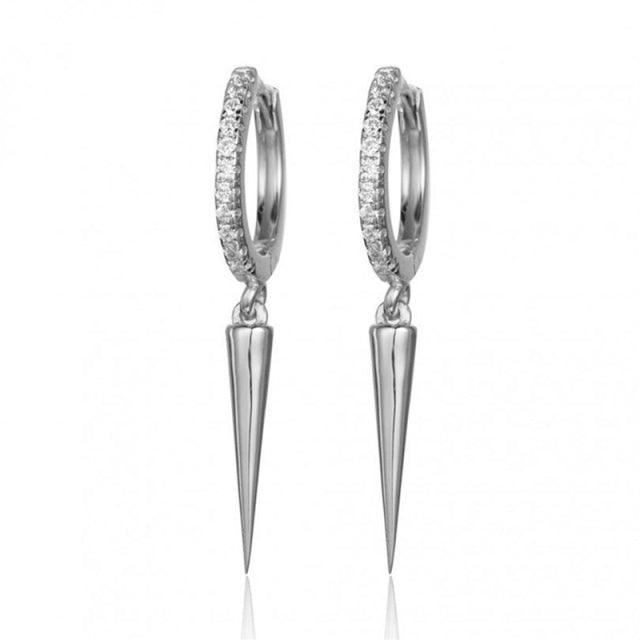 BOAKO 2021 Trend Silver Gold Color Spike Hoop Earrings for Women Punk Zircon Crystal Small Loop Earring Fashion Jewelry Gifts
