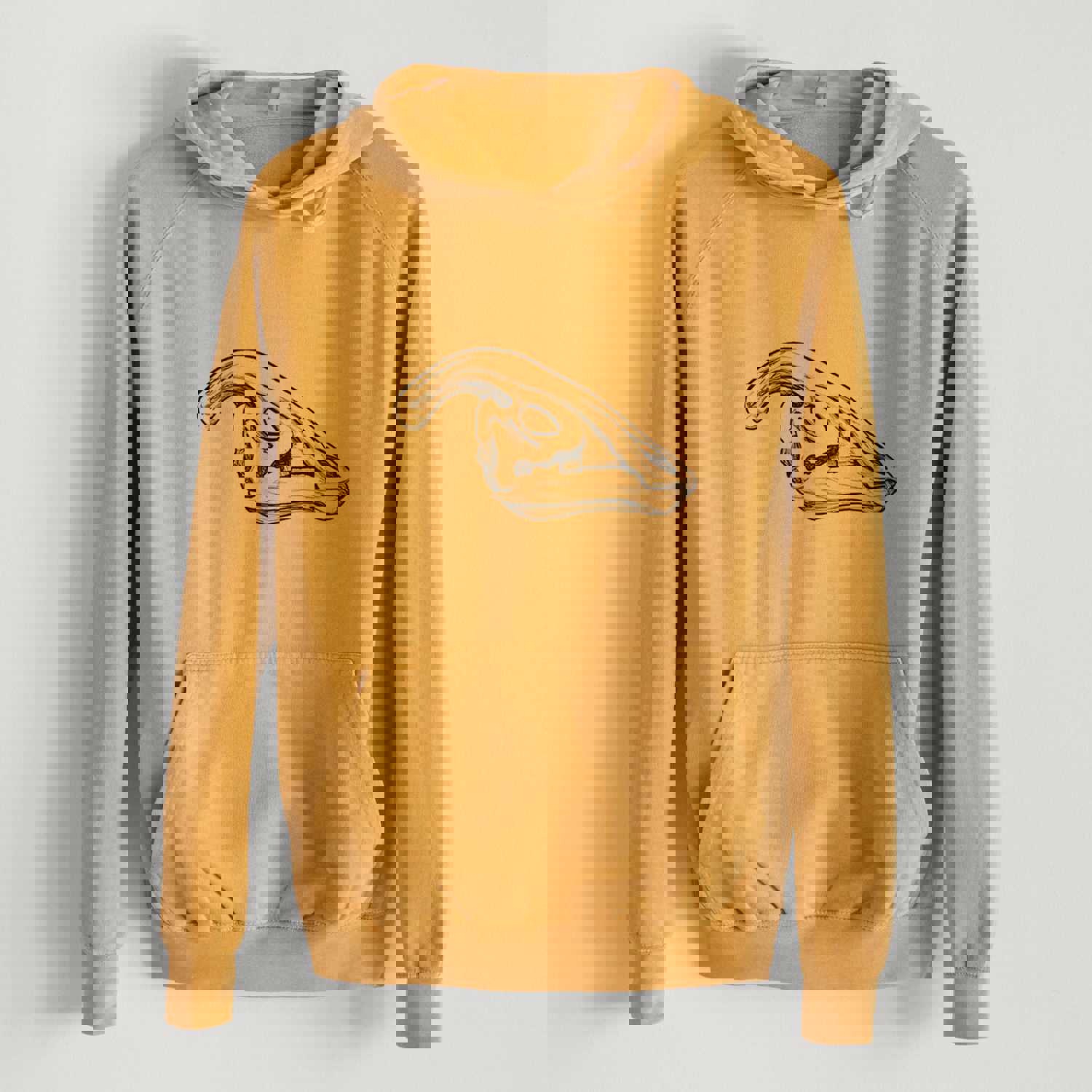 Vintage Unisex Parasaurolophus Skull Hoodie - 100% Cotton Raglan Sleeve