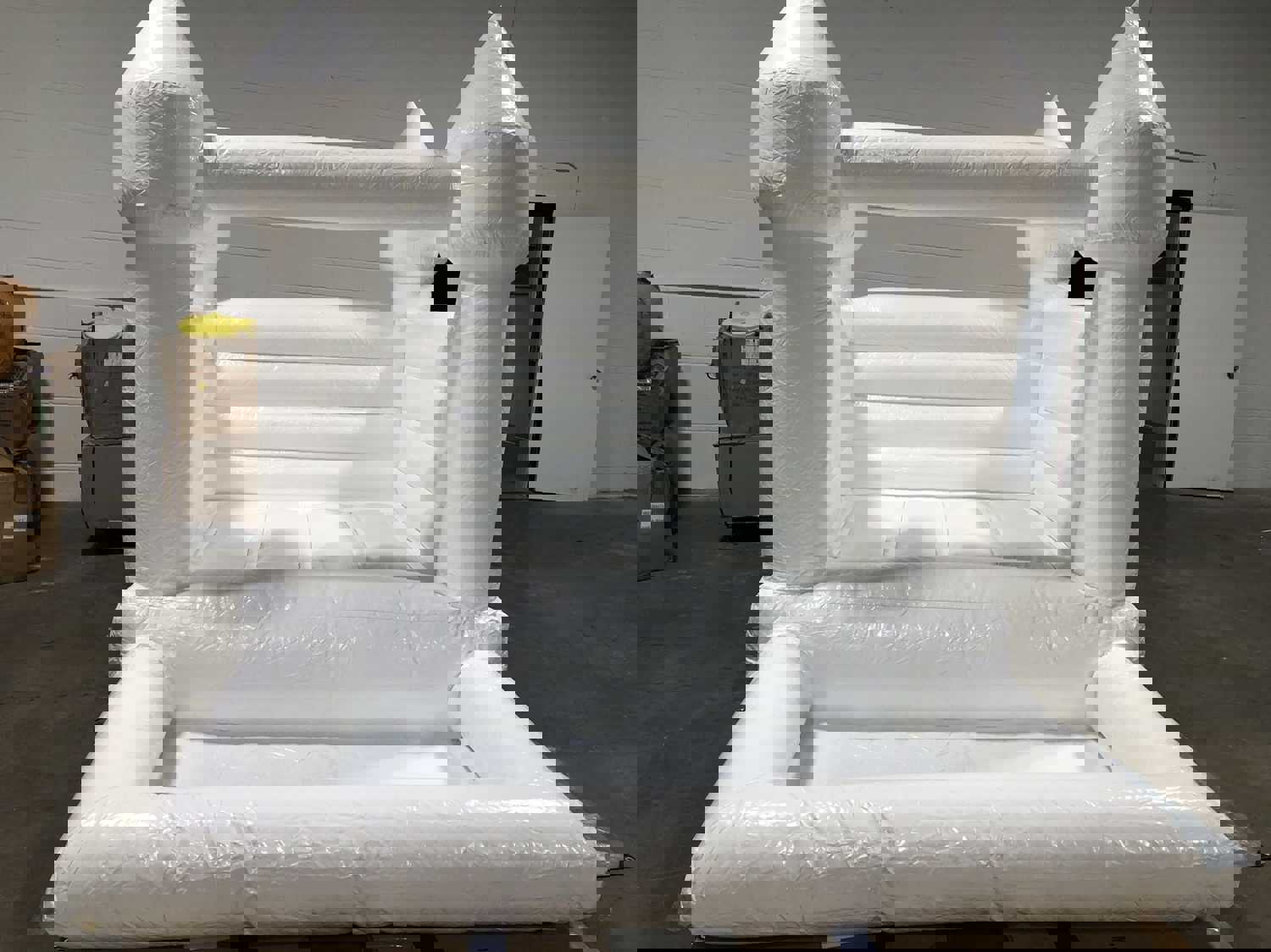 Used Soft Play Inflatable White Bounce House With Slide and Ball Pit