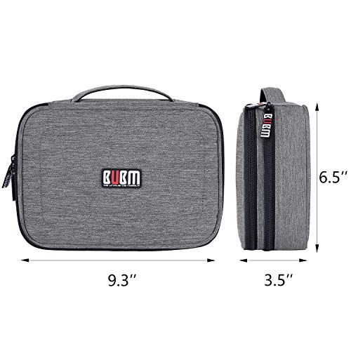 BUBM Double Layer Electronic Organizer for Travel Gadgets (Medium, Denim Gray)