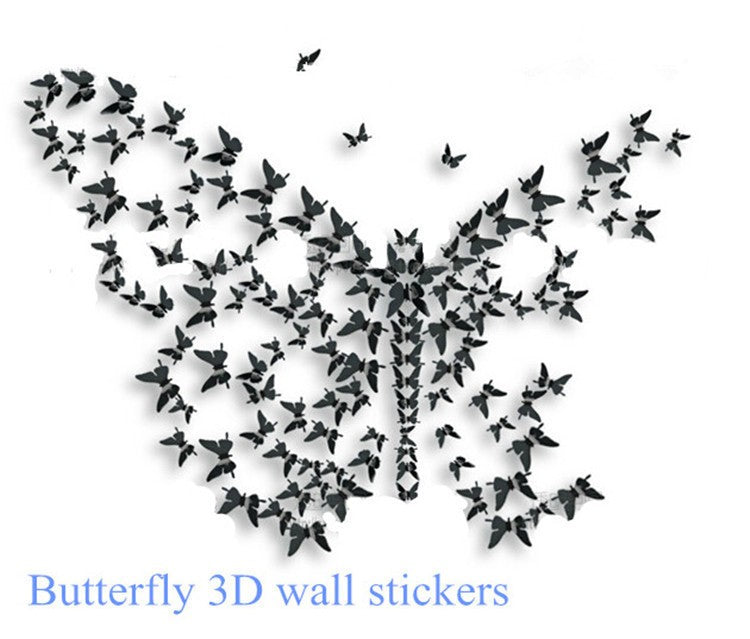 Qfdian 24Pcs/Lot PVC 3D DIY Butterfly Wall Stickers for Home Decor