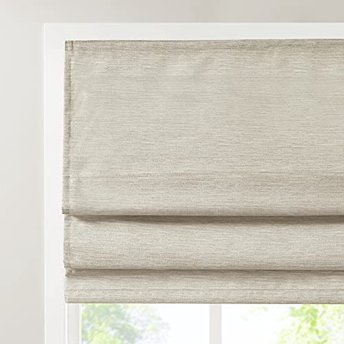 Madison Park Como Ivory Cordless Roman Shade - Room Darkening, Energy Efficient Window Treatment