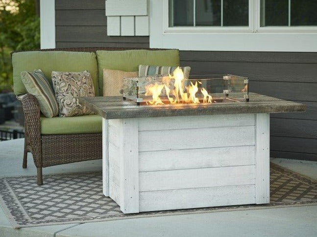 OGC Alcott Rectangular Gas Fire Pit Table with Modern Farmhouse Design