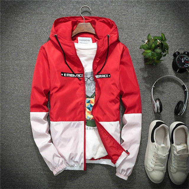 NaranjaSabor 2020 Men's Fashion Patchwork Hooded Jacket - Slim Fit, Multiple Colors & Sizes