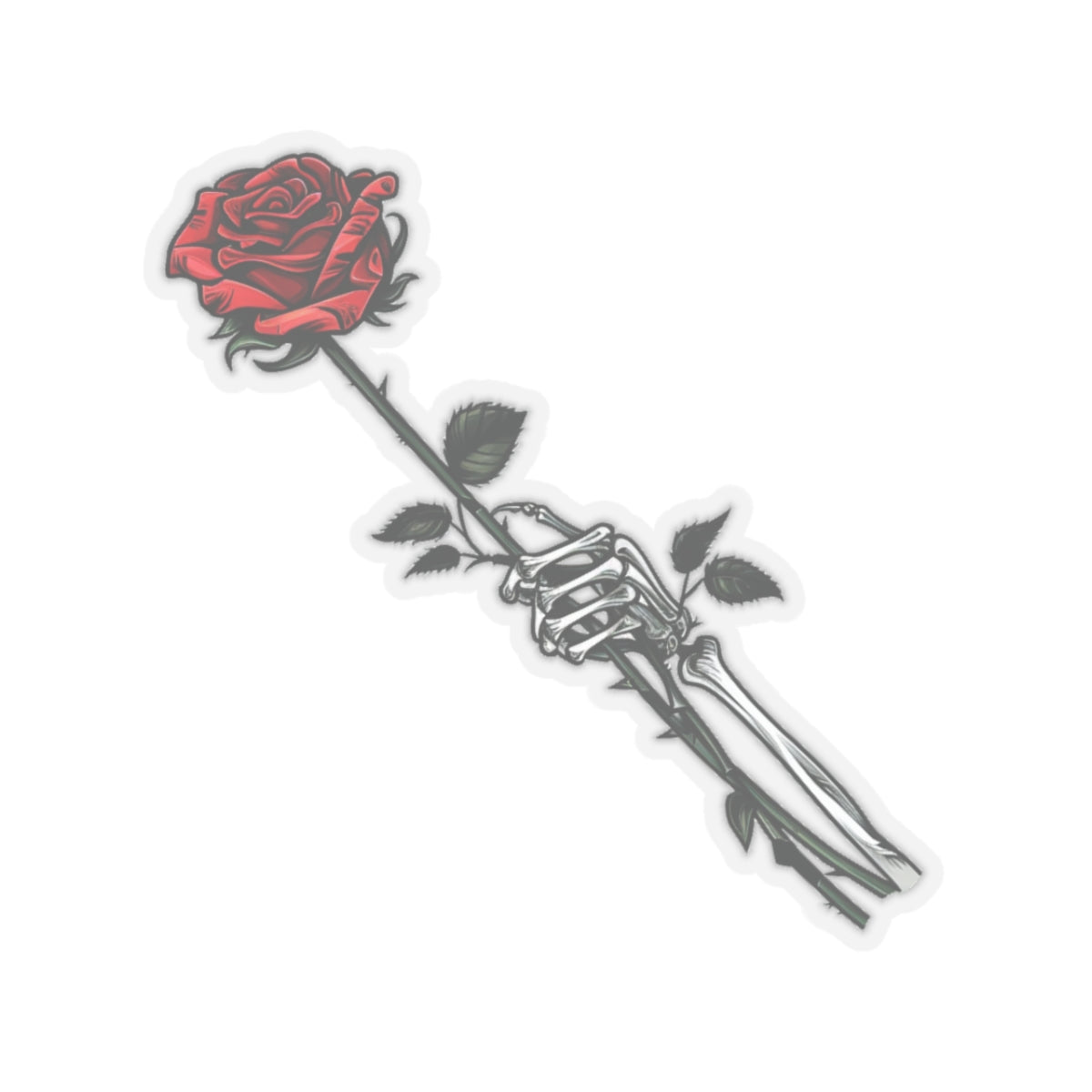 Skeleton Hand Red Rose Sticker - Skull Flower Tattoo Decal for Phone, Laptop, and More