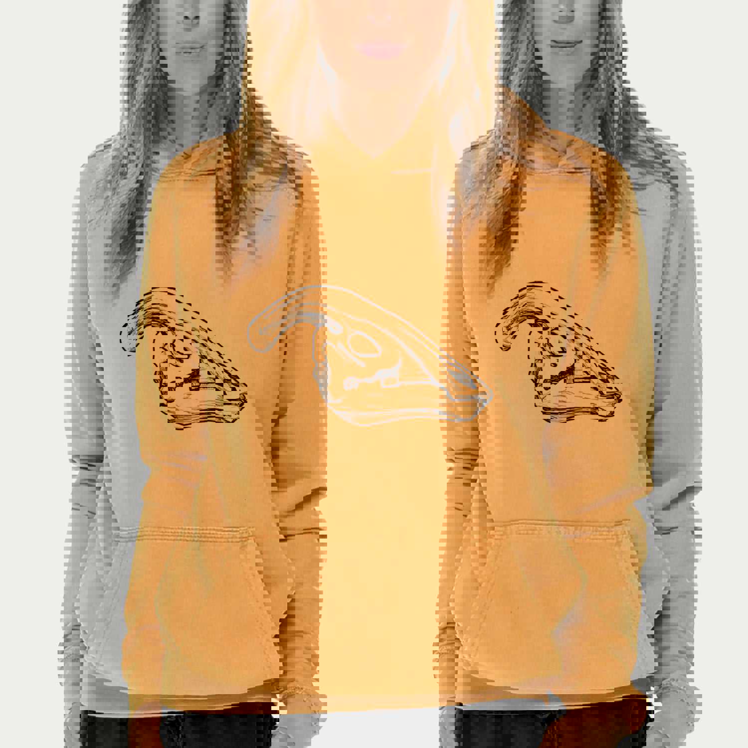 Vintage Unisex Parasaurolophus Skull Hoodie - 100% Cotton Raglan Sleeve