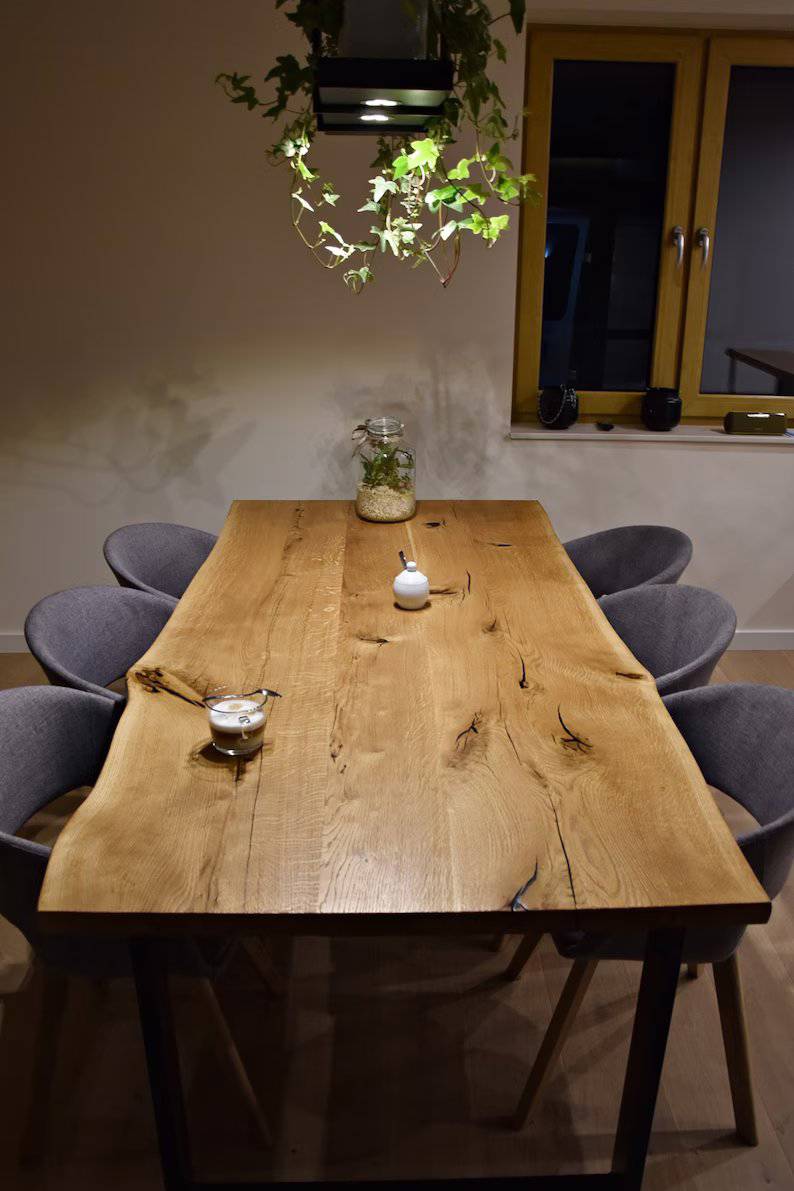 Handcrafted Oak Rectangular Dining Table for Modern & Rustic Spaces