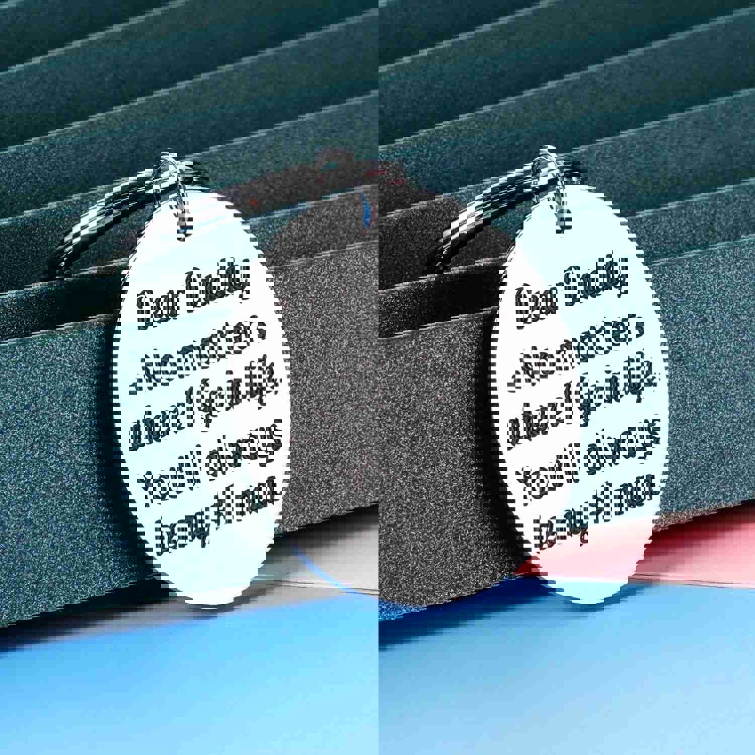 Personalized Fathers Day Keychain Gift for Dad from Daughter Son Kids