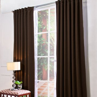 CATANIA COCOA BLACKOUT CURTAINS WINDOWS PANELS LONG 2 PCS