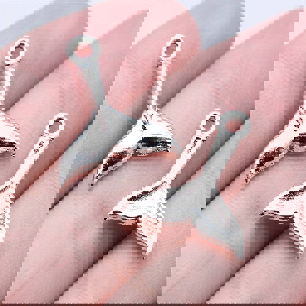 20pcs Antique Silver Whale Tail Charms for DIY Jewelry Making