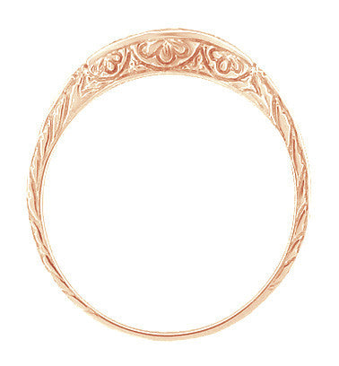 Art Deco Curved Wedding Band in 14K Rose Gold