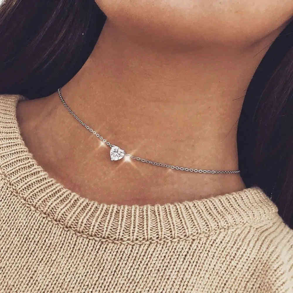 New Double Layer Bohemian Necklace for Women with Heart Pendant