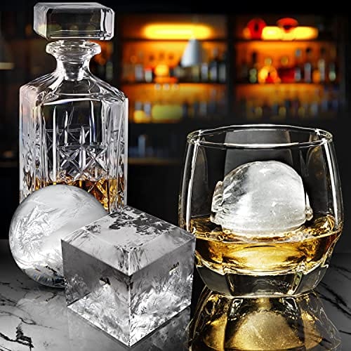 Premium Silicone Ice Cube Trays with Lids - 2pc Set for Whiskey & Cocktails
