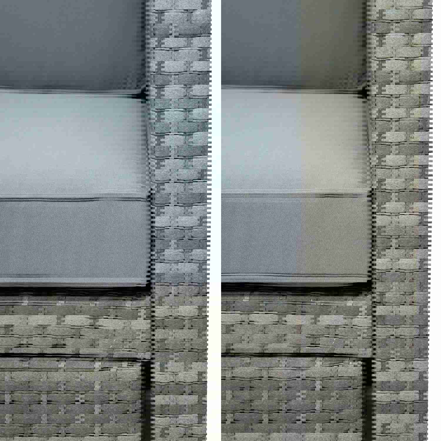 TOPMAX 4-piece Outdoor Backyard Patio Rattan Sofa Set, All-weather PE Wicker Sectional Furniture Set with Retractable Table, Gray