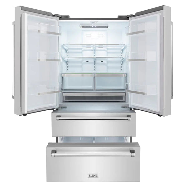 ZLINE 36 22.5 cu. ft Freestanding French Door Refrigerator with Ice Maker in Fingerprint Resistant Stainless Steel