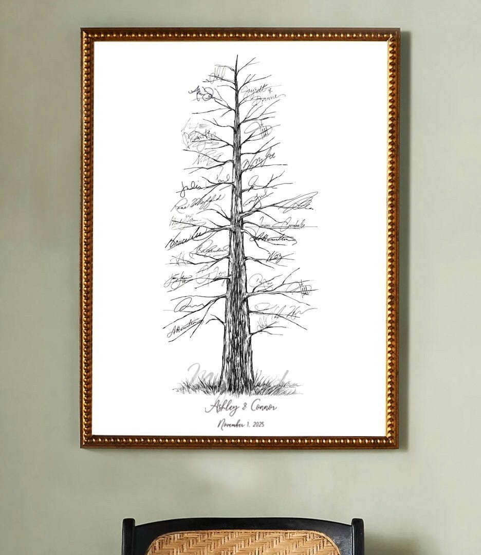 Signature Pine Tree Guestbook for Weddings - Rustic & Boho Alternative Guest Book