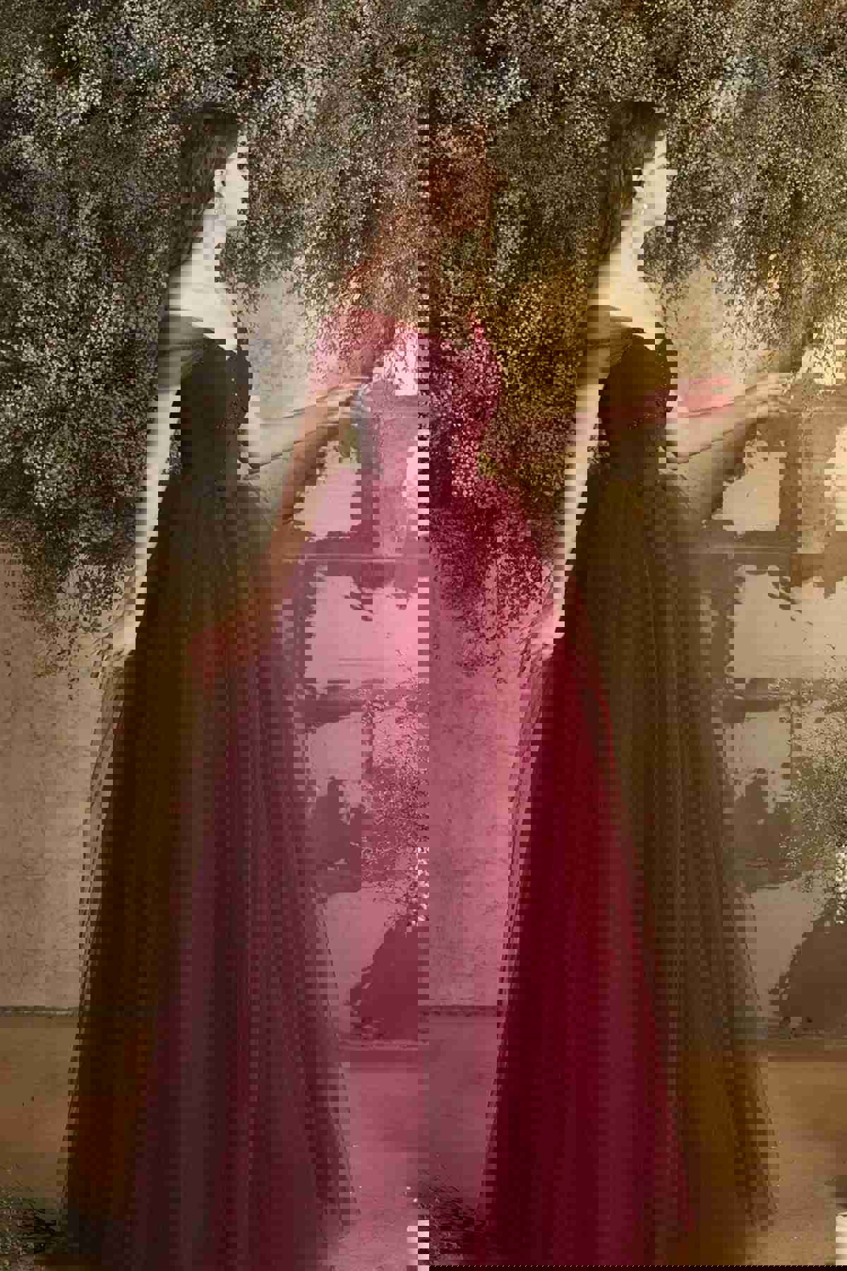 Off the Shoulder Burgundy Tulle Long Prom Dresses, Wine Red Formal Evening Gown