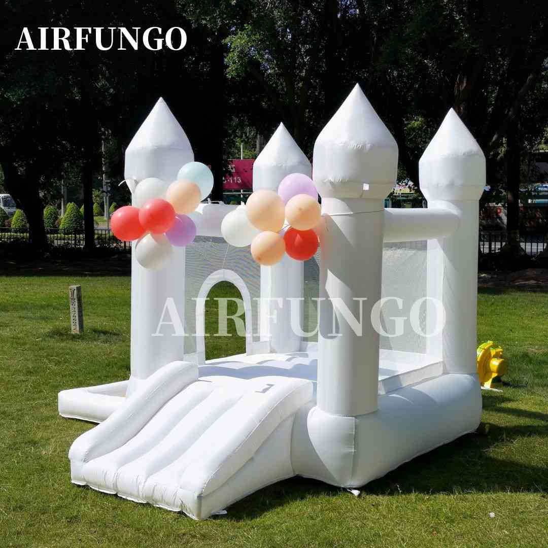 Used Soft Play Inflatable White Bounce House With Slide and Ball Pit