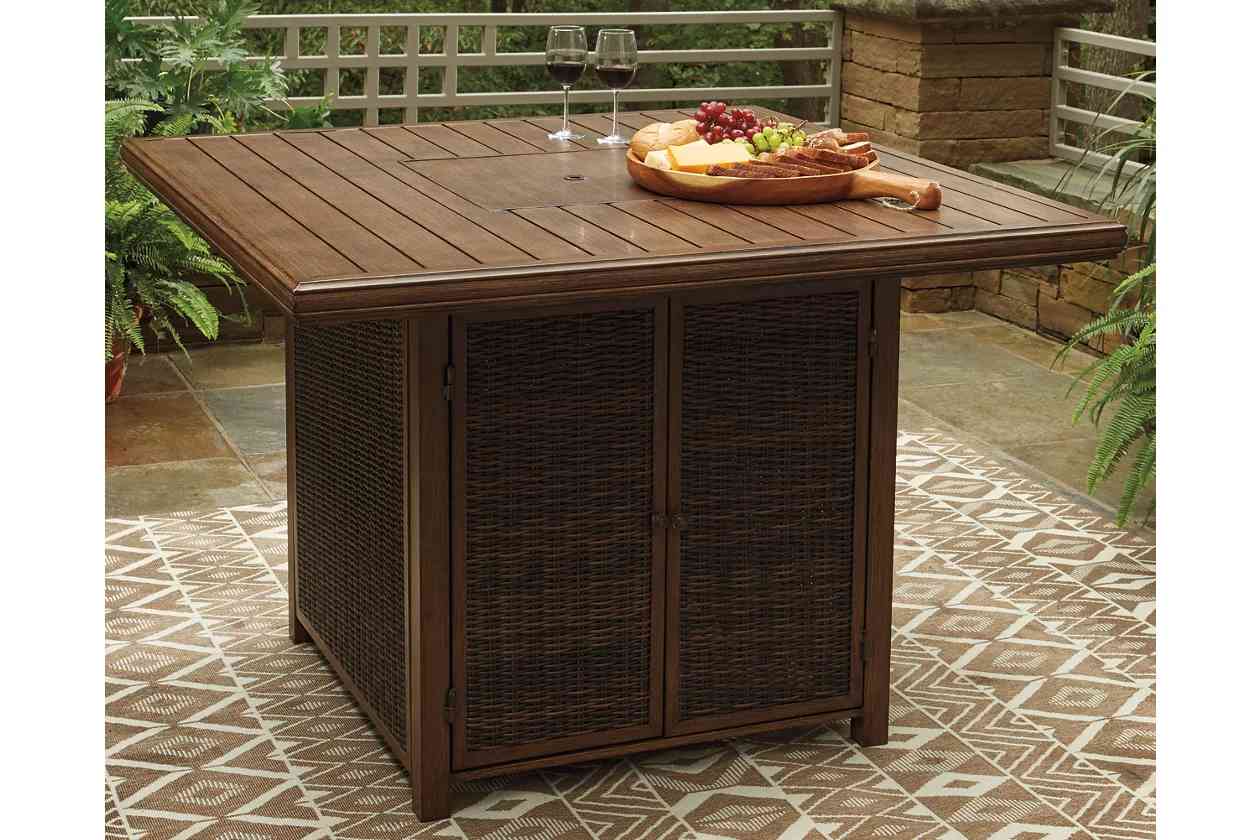Paradise Trail Outdoor Bar Table with Fire Pit