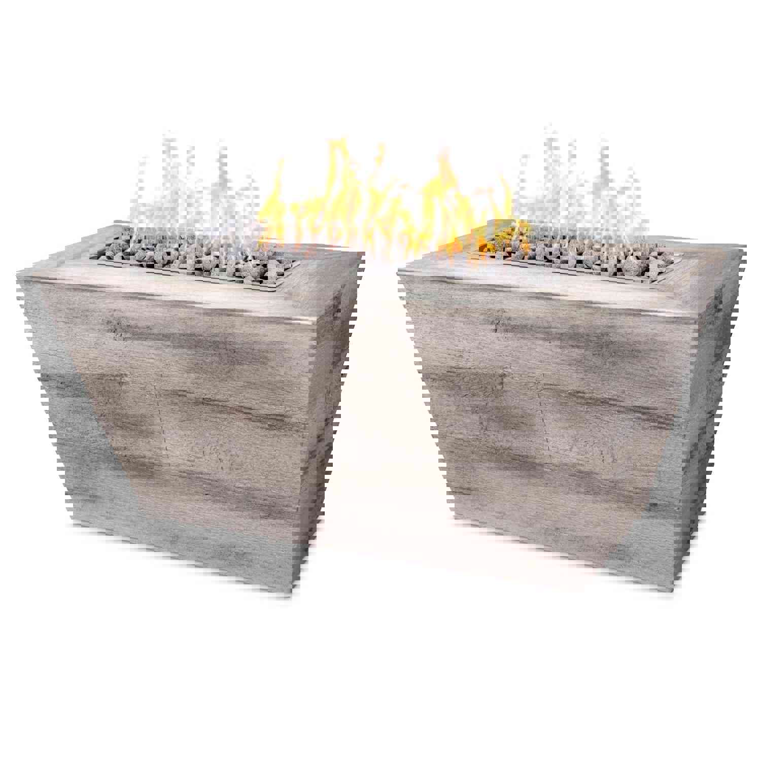 The Outdoor Plus Plymouth Rectangle 24 Tall Woodgrain Concrete Fire Pit with Free Cover