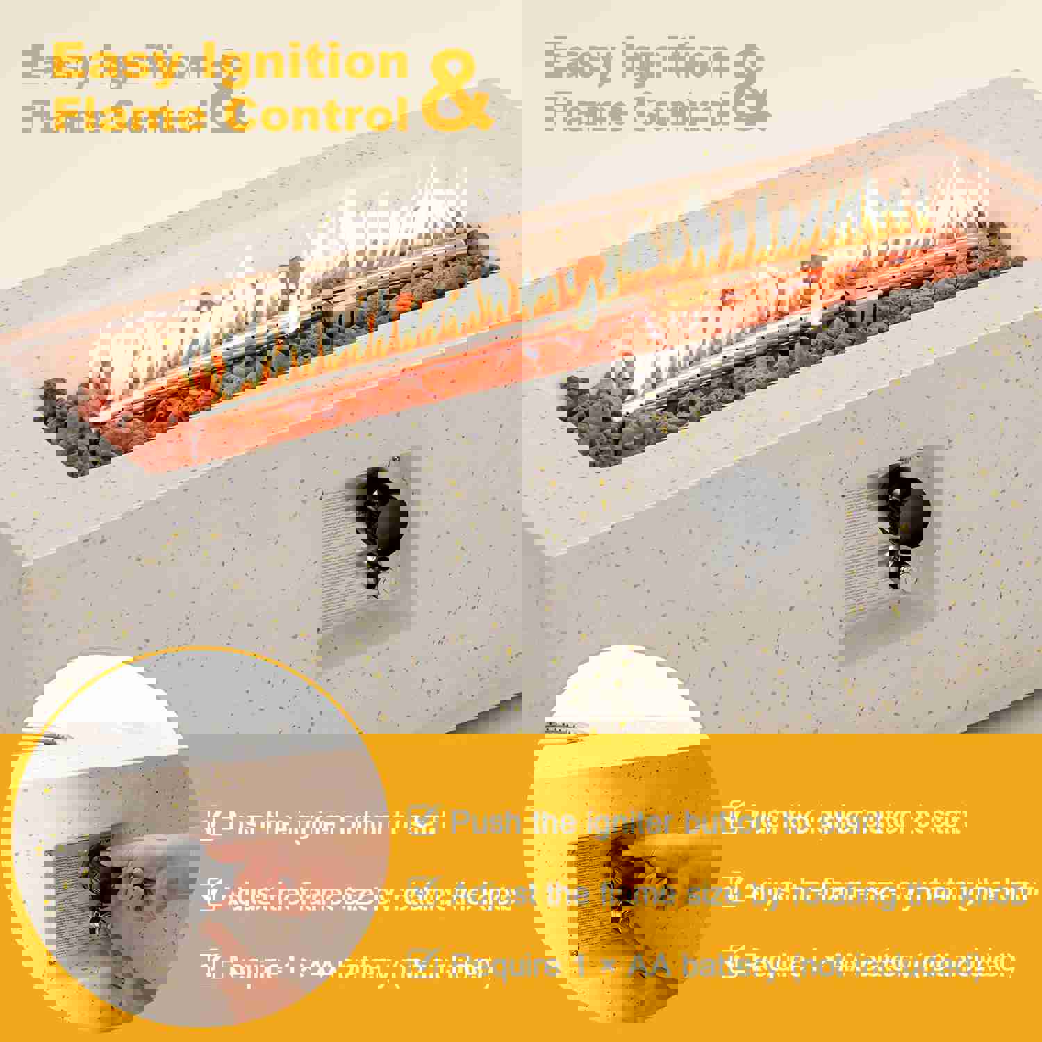 Tangkula 50,000 BTU Outdoor Fire Pit Table, 42 Rectangle Terrazzo Propane Gas Fire Table with Auto-Ignition