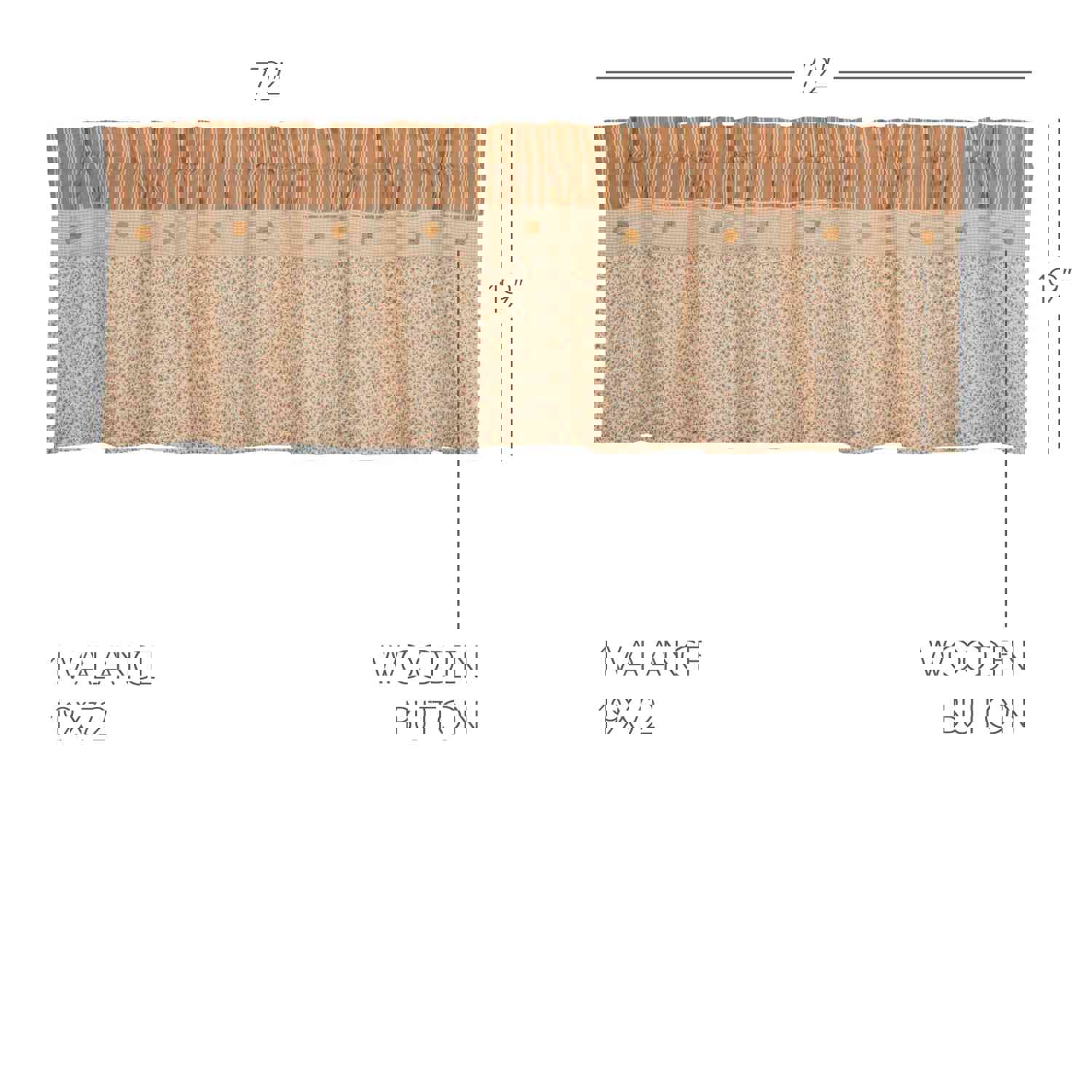 Farmhouse Valance Striped Floral Camilia Ruffled Window Curtain
