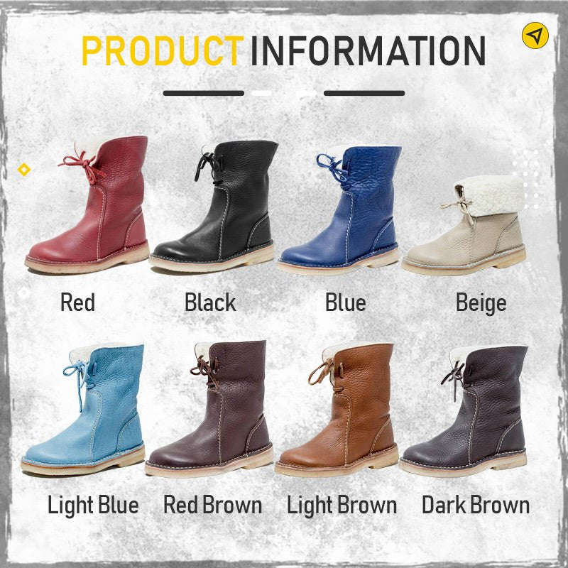 2022 Popular Winter Leather Waterproof Boots Middle Sleeve Snow Boots
