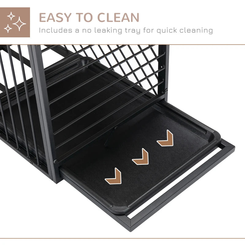 PawHut Heavy Duty Dog Crate Furniture with Removable Tray, Indoor Kennel End Table for Small Medium Dogs, Black