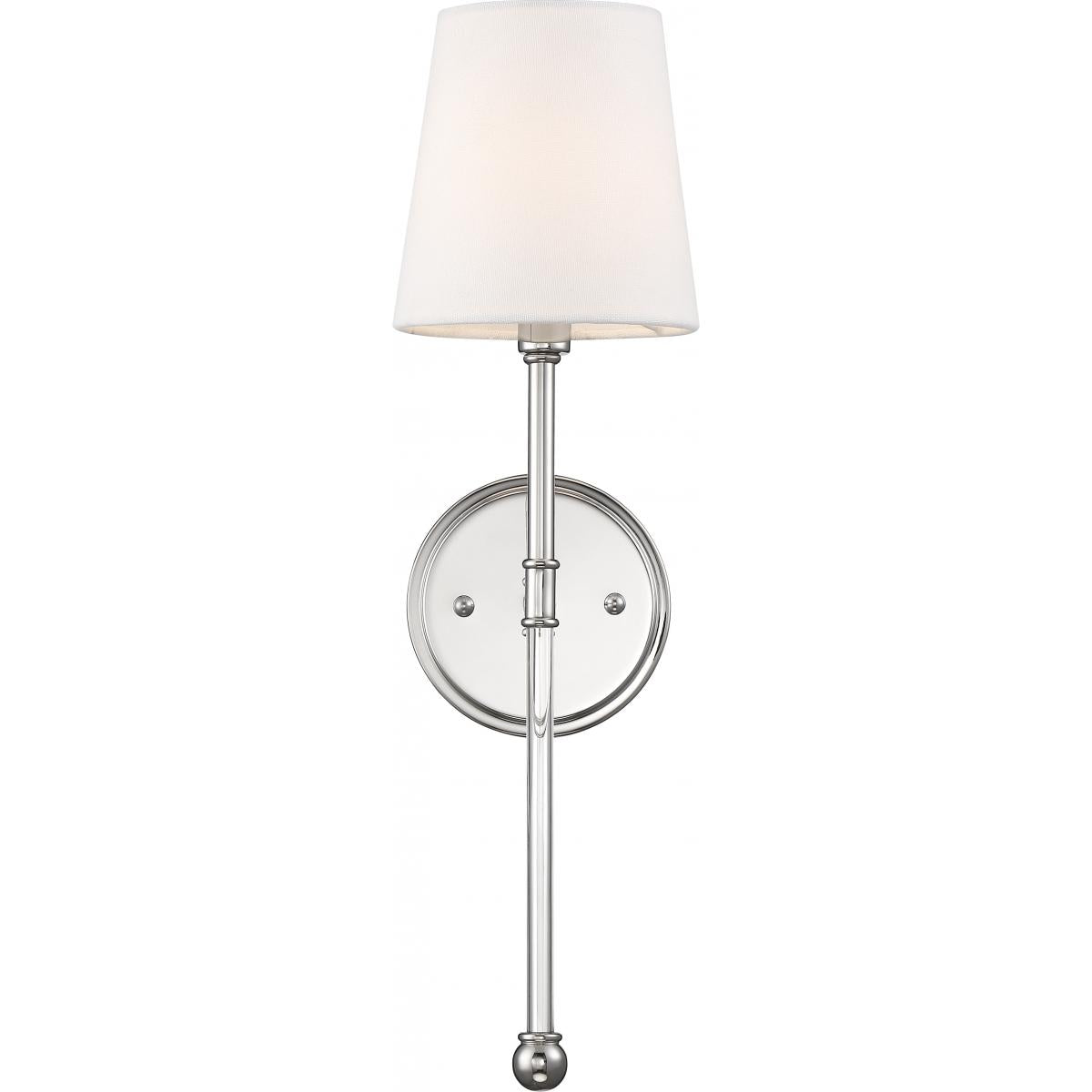 OLMSTEAD 1 Light Wall Sconce with White Linen Shade - Polished Nickel Finish