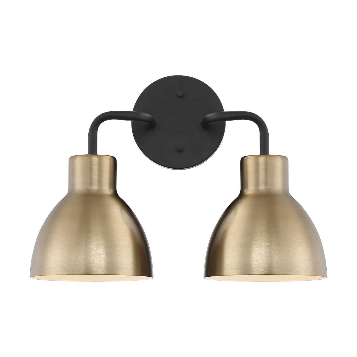 Sloan 2 Light Vanity - Matte Black and Burnished Brass Finish