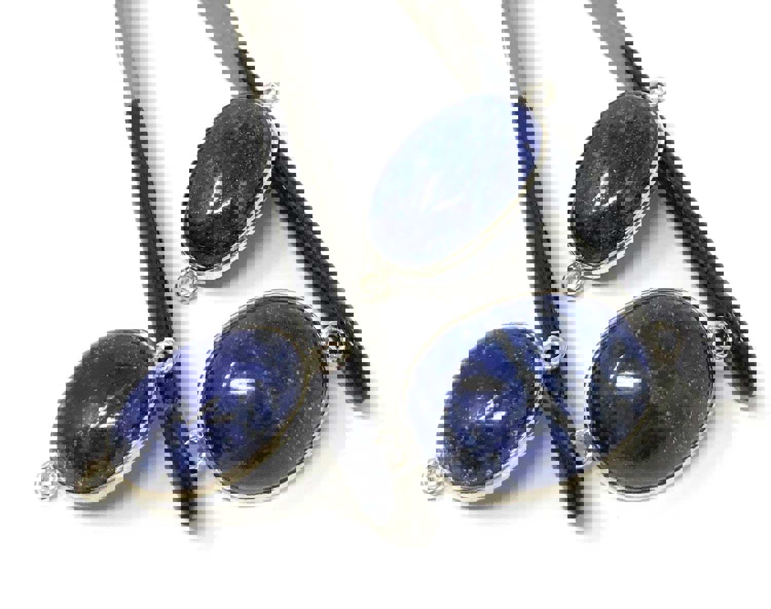 3 Pcs Lapis Lazuli Gemstone Connector for DIY Jewelry Making, Sterling Silver Findings